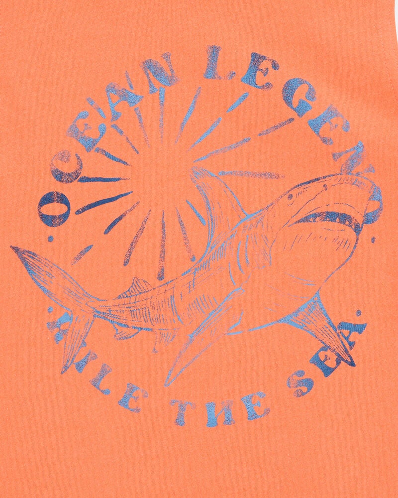 Kid Shark Surf Slogan Tank - Orange, image 2 of 3 slides