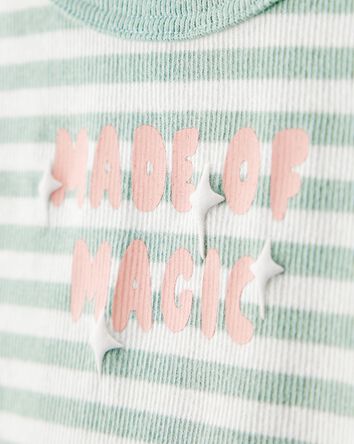 B&eacute;b&eacute; fille - Haut &agrave; manches longues &agrave; rayures &laquo;Made of Magic&raquo; - Vert, 