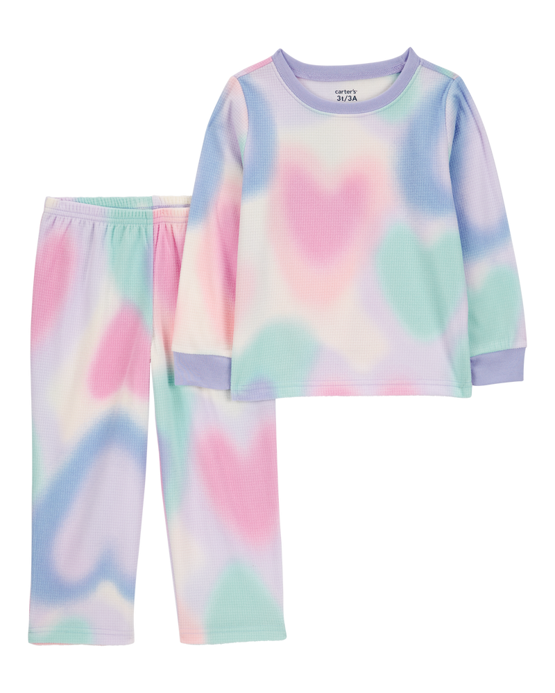 Toddler 2-Piece Heart Space Dye Fleece Pyjamas, image 1 of 3 slides