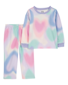 Toddler 2-Piece Heart Space Dye Fleece Pyjamas, image 1 of 3 slides