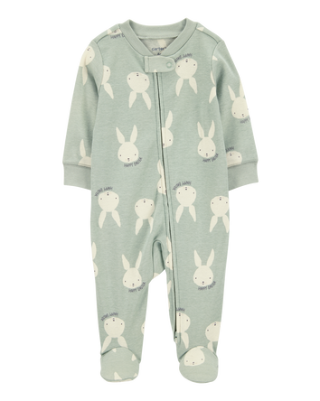 Baby Bunny Cotton Sleep & Play Pyjamas - Green, 