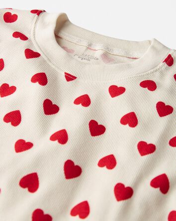 Pyjama 2 pièces en coton biologique à motif de cœur, 