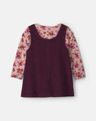 Toddler Girl 2-Piece Floral Corduroy Long-Sleeve Dress Set - Pink/Purple, image 2 of 6 slides