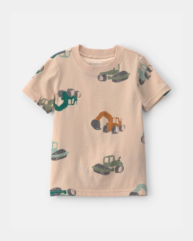 Toddler Boy Construction Tee - Brown, image 1 of 3 slides