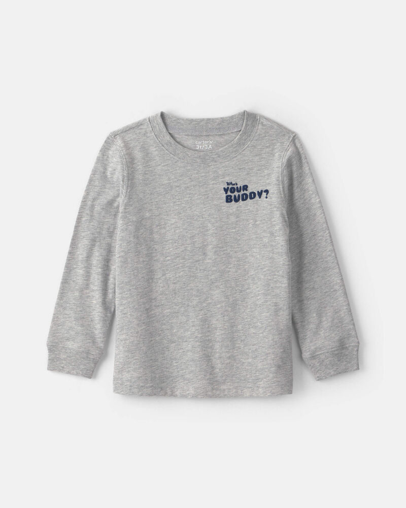 Toddler Boy Buddy Dog Long-Sleeve Graphic Tee &ndash; Grey, image 1 of 5 slides