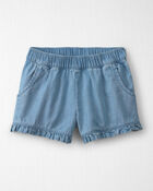 Tout-petit fille - Ensemble 2 pi&egrave;ces haut et short en lin avec coton biologique &agrave; motif hibiscus - Bleu, image 2 sur 4 diapositives