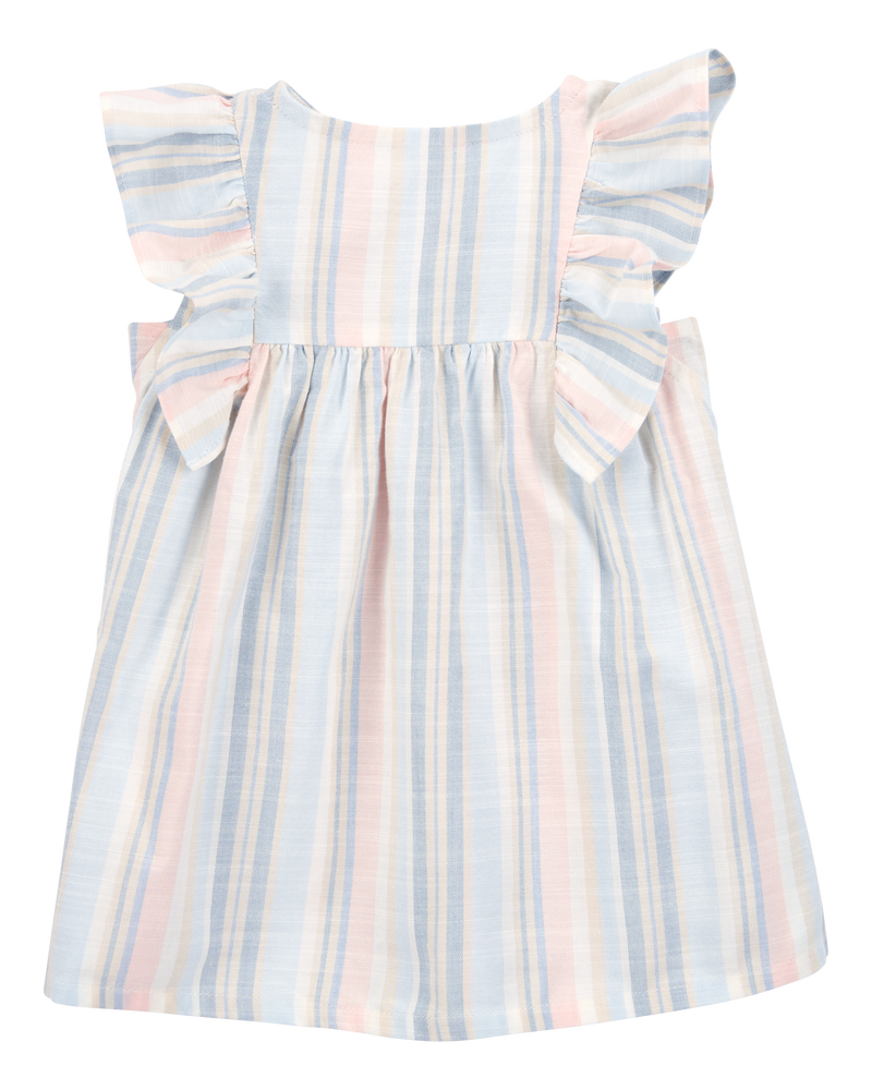 Baby Striped Flutter Sleeves Dress, image 2 of 5 slides