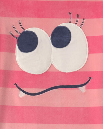 Girls 2-Piece Monster Striped DreamPlush Snug Fit Pyjama Set - Coral, 
