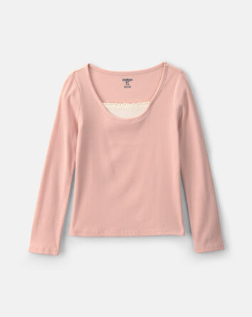 Filles - T-shirt &agrave; manches longues - Rose, 