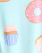 Toddler Girl Donuts DreamPlush Long-Sleeve Snug Fit 1-Piece Pyjamas - Blue, image 2 of 3 slides