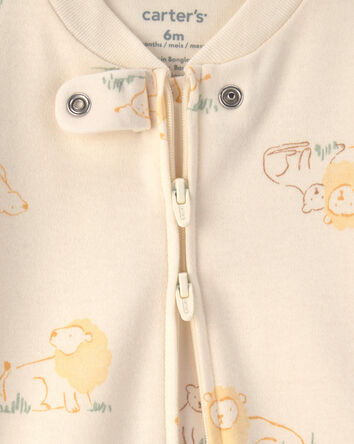 Baby Lion 100% Cotton 2-Way Zip Sleeper - Cream, 