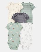 Baby Boy 5-Pack Dog Short-Sleeve Cotton Bodysuits, image 1 of 7 slides
