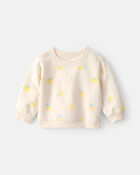 Baby Girl French Terry Pullover Sweatshirt - Lemon, image 1 of 4 slides