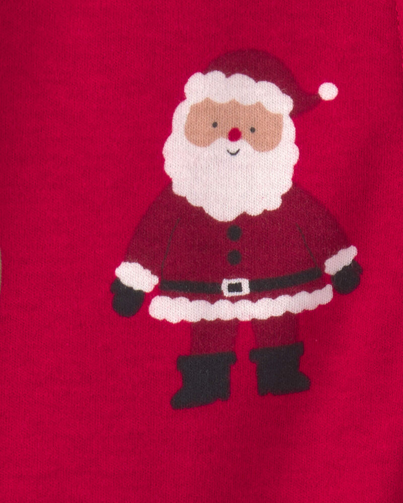 B&eacute;b&eacute; - Grenouill&egrave;re en 100 % coton avec fermeture &agrave; glissi&egrave;re double sens &agrave; motif de P&egrave;re No&euml;l beige &ndash; Rouge, image 2 sur 4 diapositives