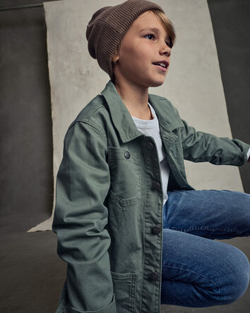 Boys Utility Jacket - Olive Green, 