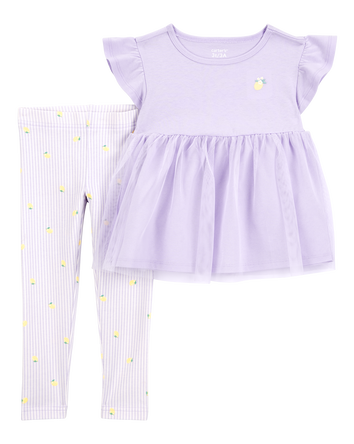 Baby 2-Piece Lemon Tulle Top & Legging Set, 