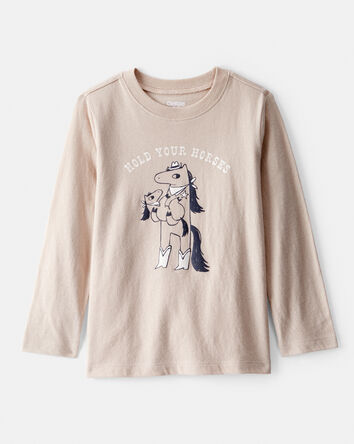 Tout-petit garçon - T-shirt à manches longues et imprimé Hold Your Horses - Havane, 