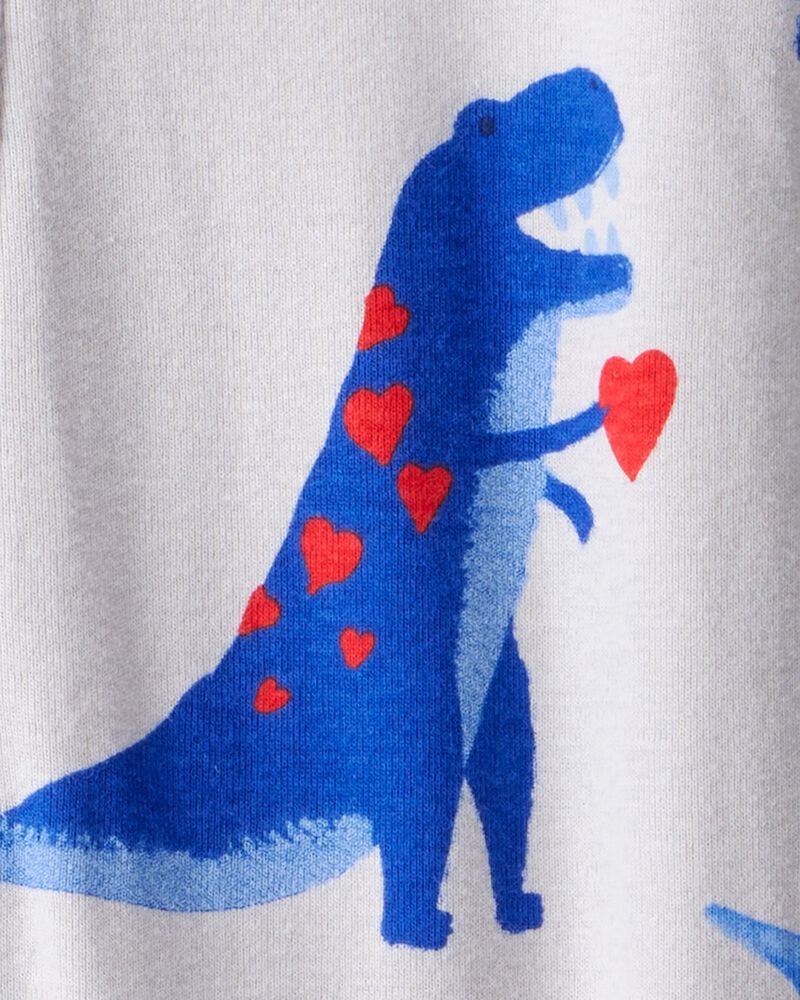Baby Boy Dinosaur 100% Cotton Snug Fit 2-Way Zip Footie 1-Piece Pyjamas - Grey, image 3 of 4 slides