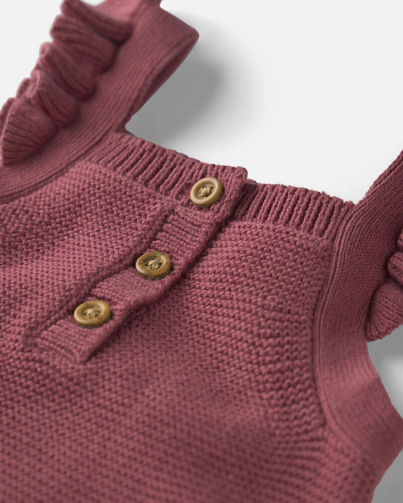 Baby Girl Organic Cotton Sweater Knit Overalls, image 4 of 6 slides
