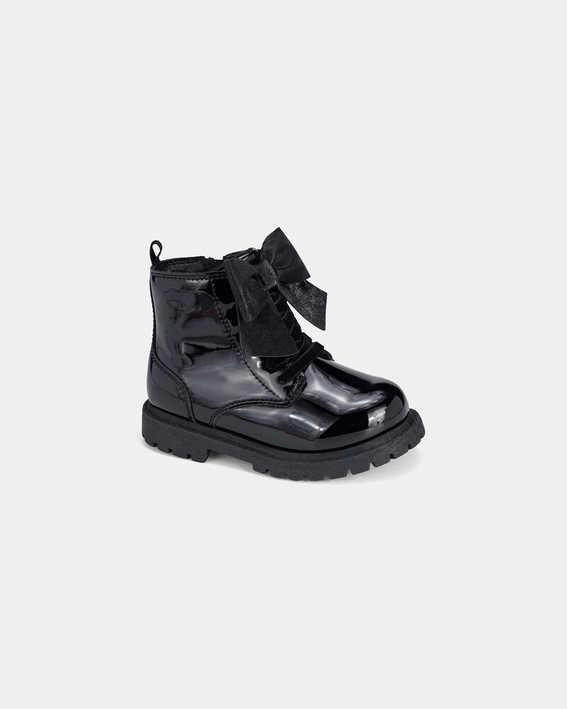 Girls Bow Combat Boots - Black, image 1 of 6 slides