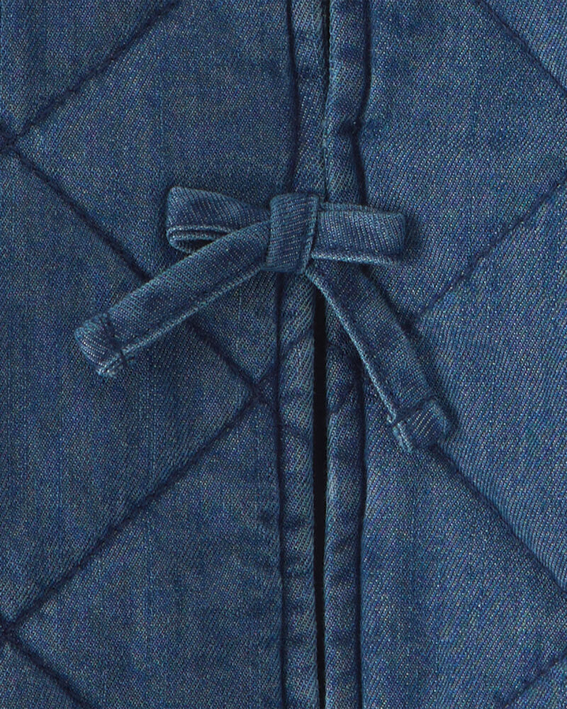 Girls Quilted Denim Jacket - Medium Wash, image 3 of 4 slides