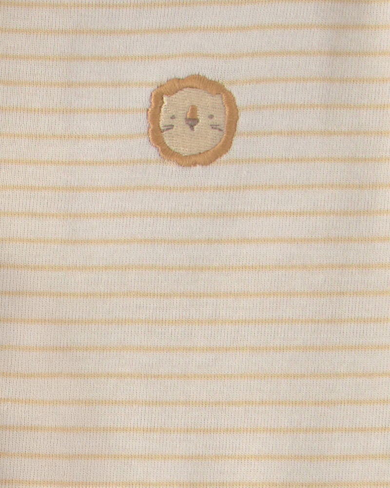 B&eacute;b&eacute; - Ensemble 3 pi&egrave;ces &agrave; superposer haut &agrave; manches courtes en tissu &eacute;ponge &agrave; motif lion - Jaune, image 6 sur 7 diapositives