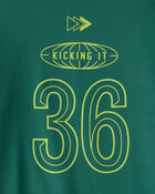 Boys 'Kicking It' Active Graphic Tee - Green, image 2 of 3 slides