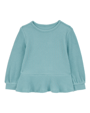 Baby Waffle Knit Thermal Peplum Top, 