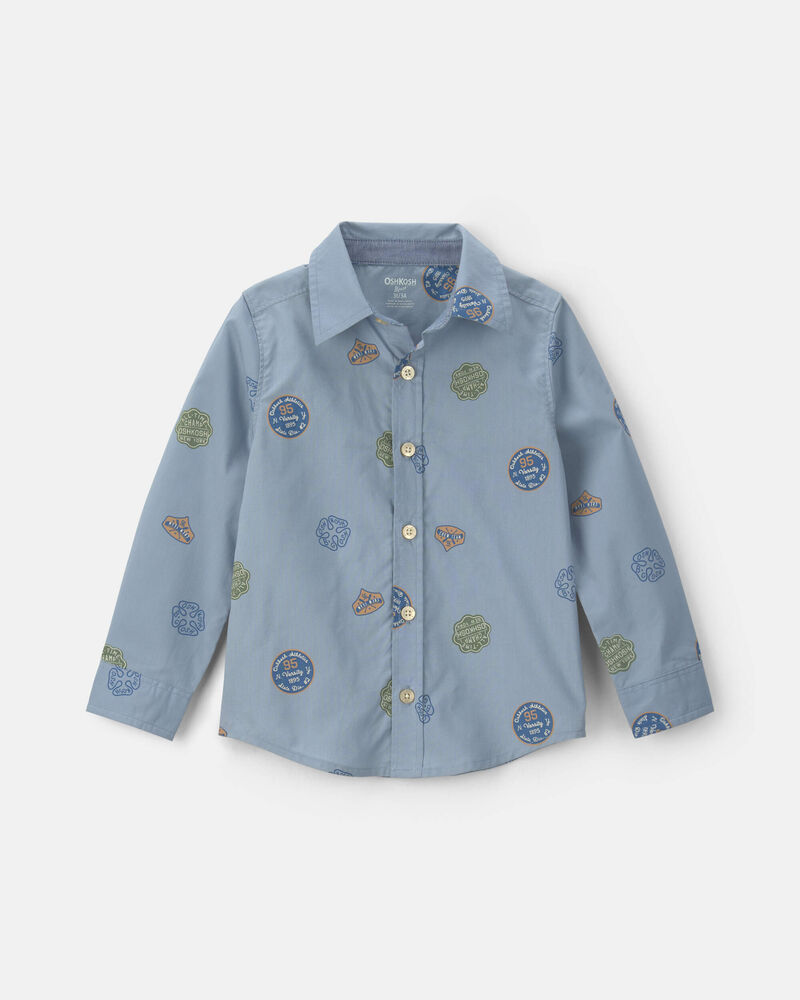 Toddler Boy Poplin Button-Down Shirt - Blue, image 1 of 3 slides