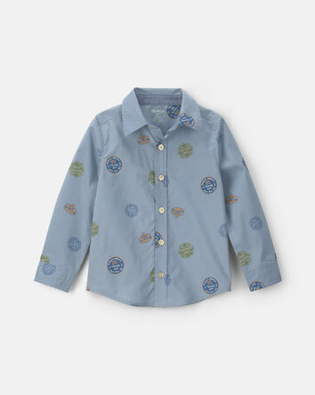 Tout-petit gar&ccedil;on - Chemise boutonn&eacute;e en popeline - Bleu, 
