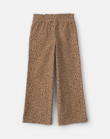 Filles - Pantalon en serg&eacute; &agrave; motif l&eacute;opard &ndash; Brun, 
