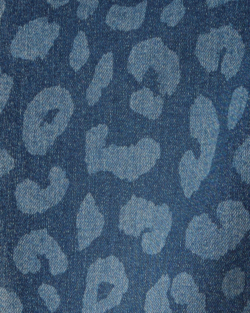 Girls Leopard Denim Flare Jeans - Dark Wash, image 3 of 4 slides