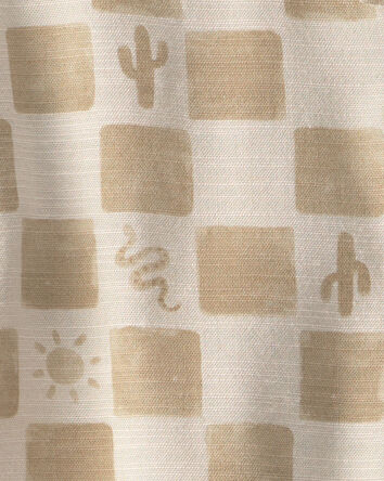 Toddler Boy Cactus Checkered Short-Sleeve Button-Down Shirt - Beige, 