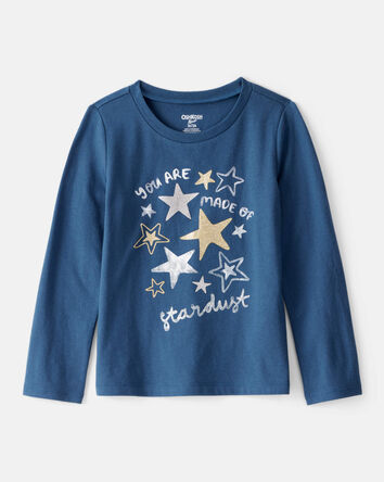 Tout-petit fille - T-shirt imprimé à manches longues à motif de poussière d’étoiles - Bleu, 