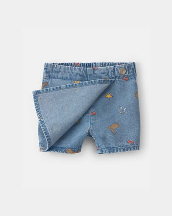 B&eacute;b&eacute; fille - Jupe-short en chambray Pixar&copy; Toy Story - D&eacute;lav&eacute; moyen, 
