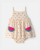 B&eacute;b&eacute; fille - Robe cache-couche &agrave; motif de melon d&rsquo;eau - Ivoire, image 1 sur 2 diapositives