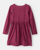 Girls Floral Long-Sleeve Dress - Maroon, image 2 of 4 slides