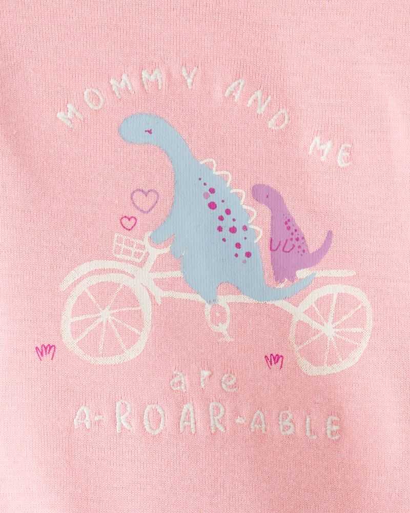 Baby Girl Dinosaur Print Cotton Long-Sleeve Tee & Pant Set - Pink/White, image 4 of 5 slides