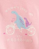 Baby Girl Dinosaur Print Cotton Long-Sleeve Tee & Pant Set - Pink/White, image 4 of 5 slides