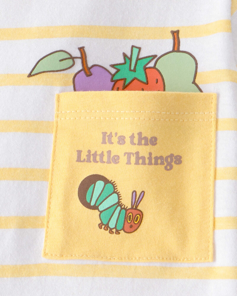 Tout-petit - T-shirt &agrave; rayures avec poche La chenille qui fait des trous - Jaune/Blanc, image 3 sur 3 diapositives