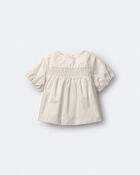 Toddler Girl Smocked Bubble Sleeve Top - Cream, image 2 of 6 slides