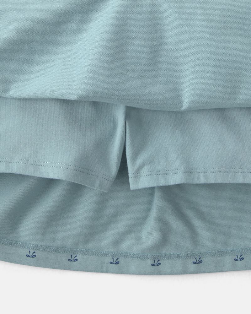 Girls Bow Cotton Skort - Blue, image 2 of 5 slides