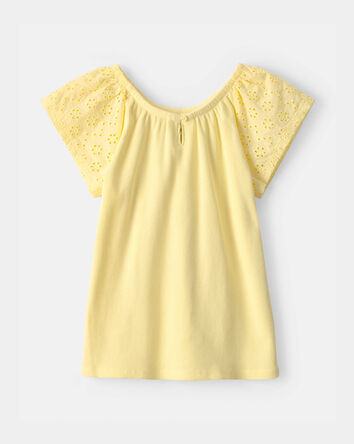 Filles - Haut &agrave; motif ajour&eacute; - Jaune, 