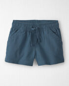 Baby Boy 2-Piece Linen Top & Short Set Made with Organic Cotton in Blue Hibiscus, image 2 of 5 slides