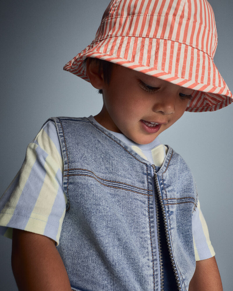 Toddler Boy Zip-Up Denim Vest with Pockets in Avenue Wash - Blue, image 4 of 5 slides