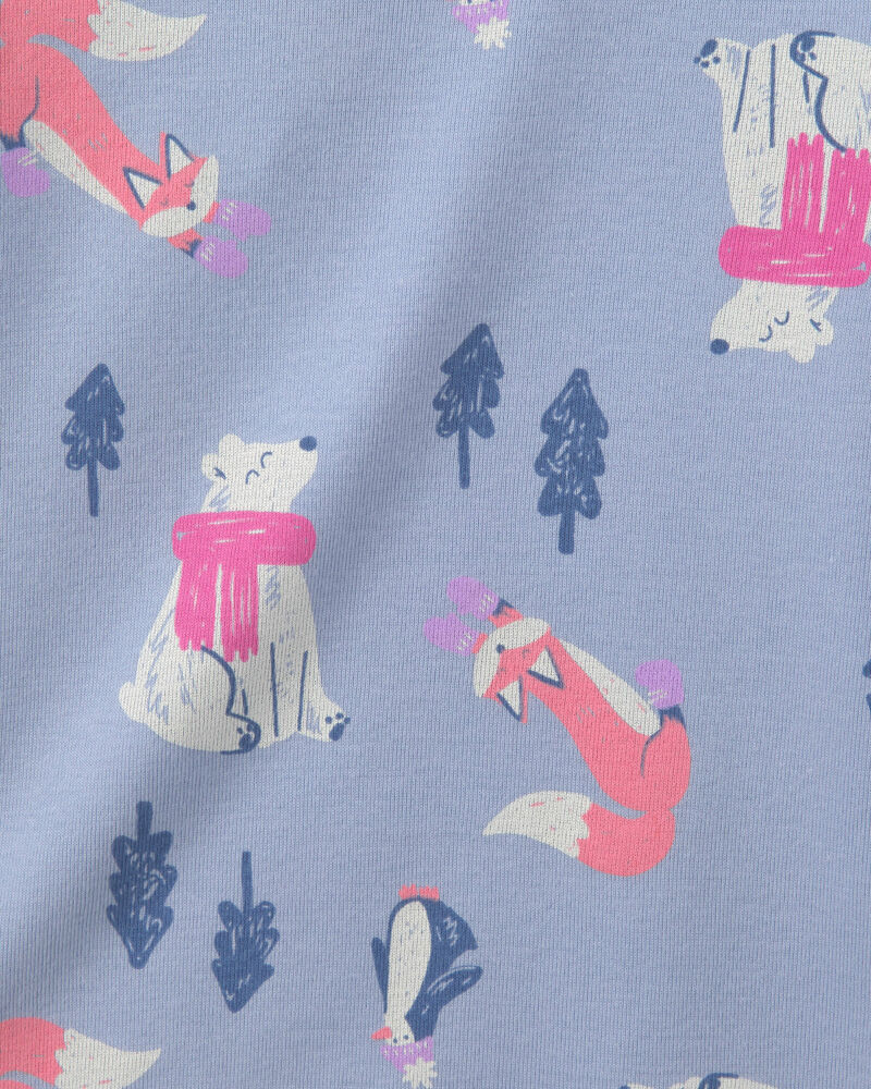Toddler Girl Penguin Winter Cotton Snug Fit 4-Piece Pyjama Set - Purple/White, image 3 of 5 slides