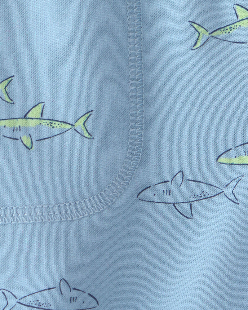 Toddler Boy Shark French Terry Shorts - Blue, image 3 of 4 slides