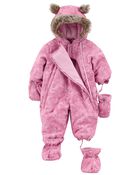 Baby Hooded 1-Piece Snowflake Snowsuit, image 2 of 3 slides