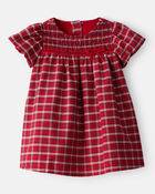 Baby Girl Special Occasion Plaid Print Short-Sleeve Dress - Red, image 1 of 5 slides