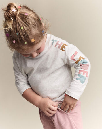 Toddler 'The Leader' Long-Sleeve Relaxed Graphic Tee - Light Heather Grey, 